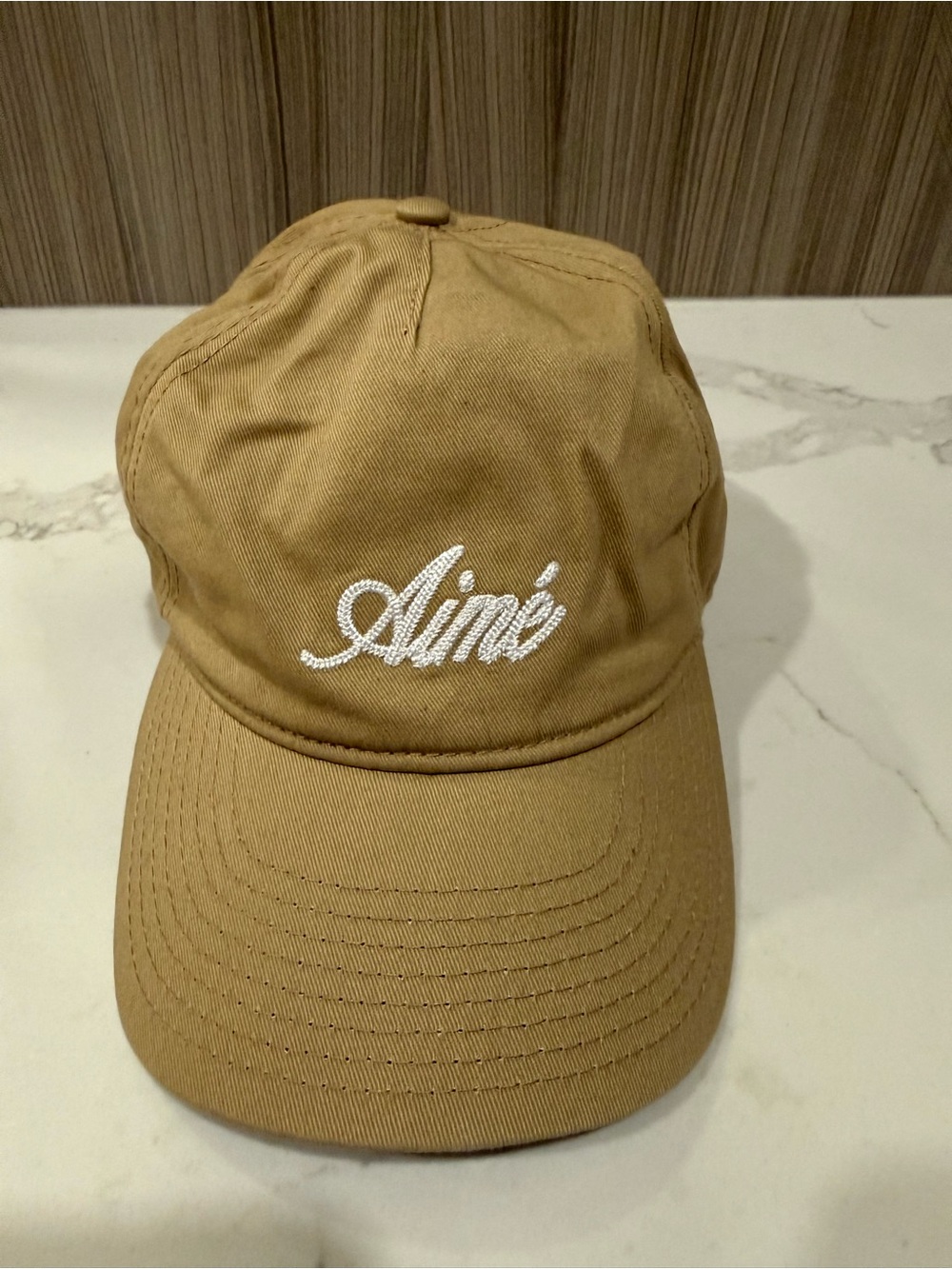 Aimé Leon Dore Chain Stitch Script Cotton Hat – Khaki/Tan